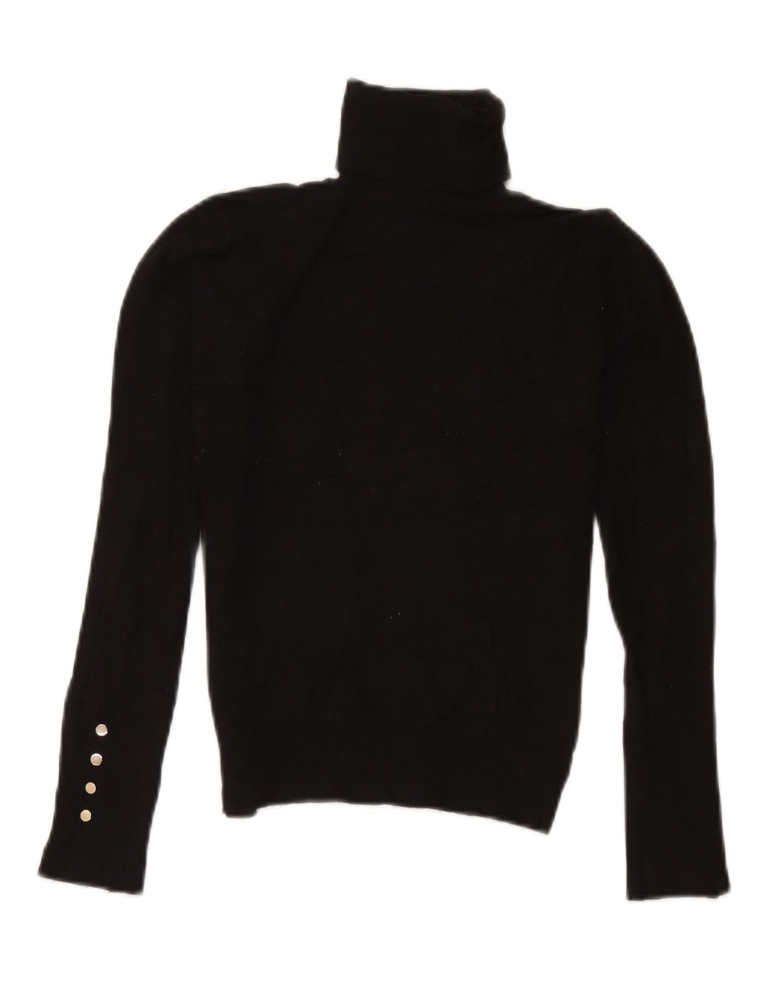 Zara Γυναικείο πουλόβερ με ρολό λαιμόκοψη UK 10 Small Black Viscose
