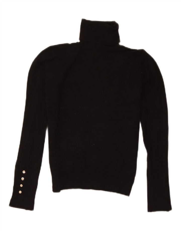 Zara Γυναικείο πουλόβερ με ρολό λαιμόκοψη UK 10 Small Black Viscose