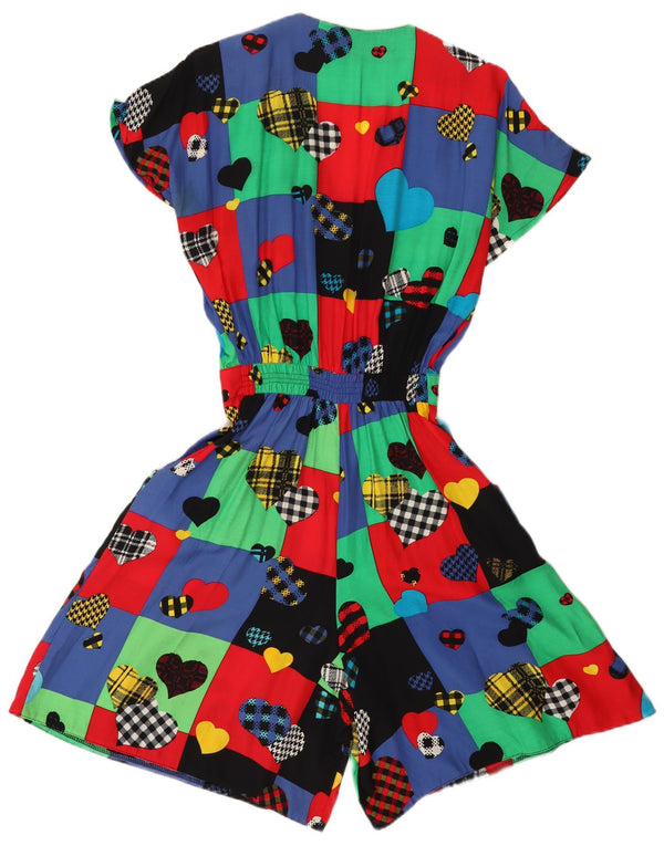Vintage Womens Playsuit UK 12 Medium  Multicoloured Patchwork Viscose Heart