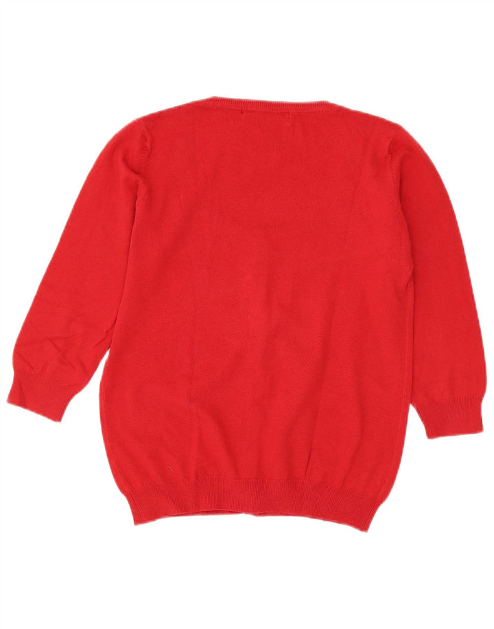 Zara Γυναικείο πουλόβερ ζακέτα 3/4 μανίκι UK 12 Medium Red