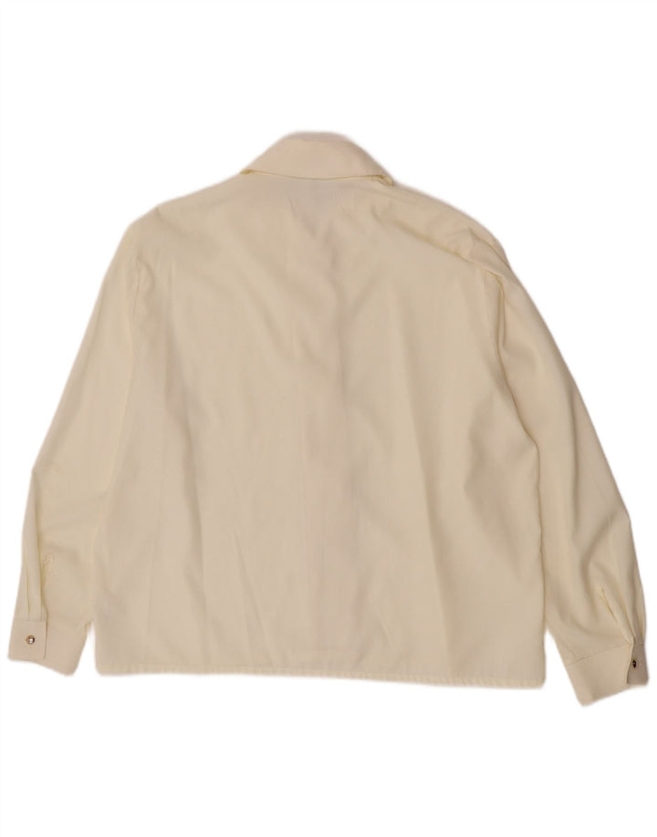 Vintage γυναικείο πουκάμισο μπλούζα UK 14 Medium Off White Viscose