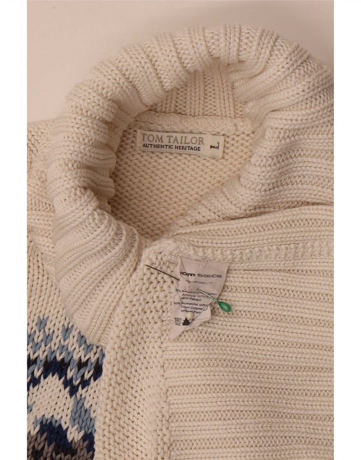 Tom Tailor γυναικείο πουλόβερ με ρολό λαιμόκοψη UK 14 Large White Fair Isle