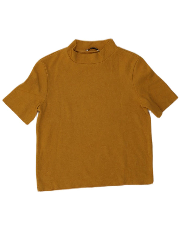Zara Γυναικείο T-Shirt Crop Top UK 10 Small Yellow