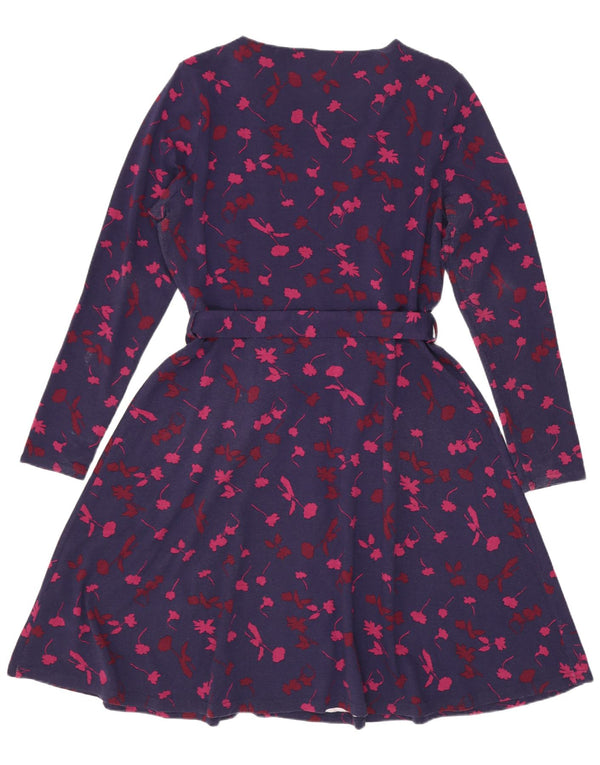 Joules Γυναικείο μακρυμάνικο φόρεμα A-Line UK 16 Μεγάλο Navy Blue Floral Viscose