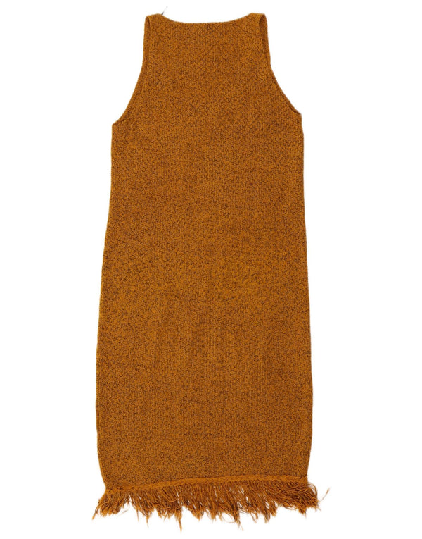 Zara Γυναικείο Αμάνικο Jumper Φόρεμα UK 10 Small Brown Flecked