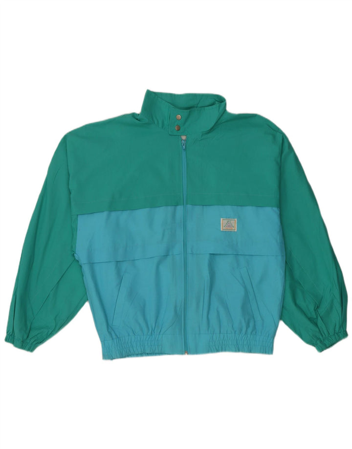 VINTAGE Boys Rain Jacket 15-16 Years Green Colourblock Cotton