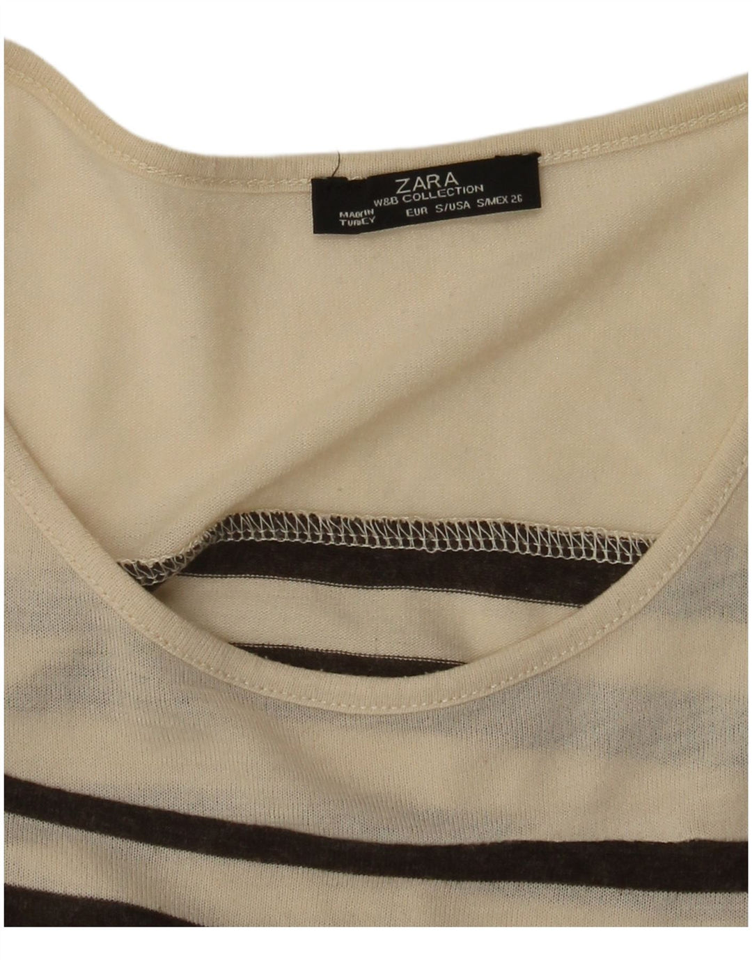 Zara Γυναικείο τοπ μακρυμάνικο UK 8 Small Beige ριγέ