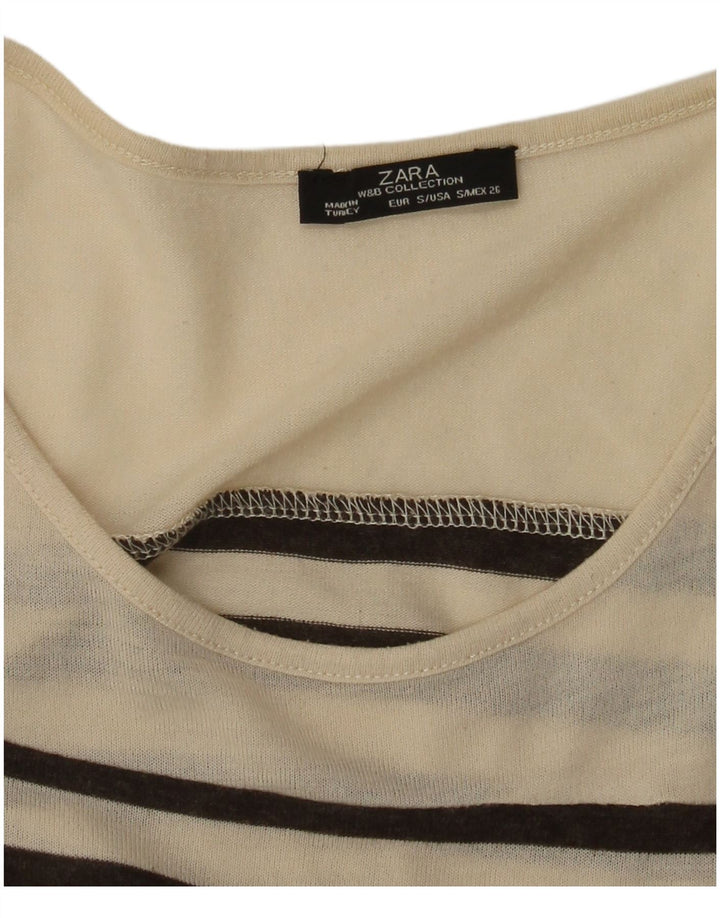 Zara Γυναικείο τοπ μακρυμάνικο UK 8 Small Beige ριγέ