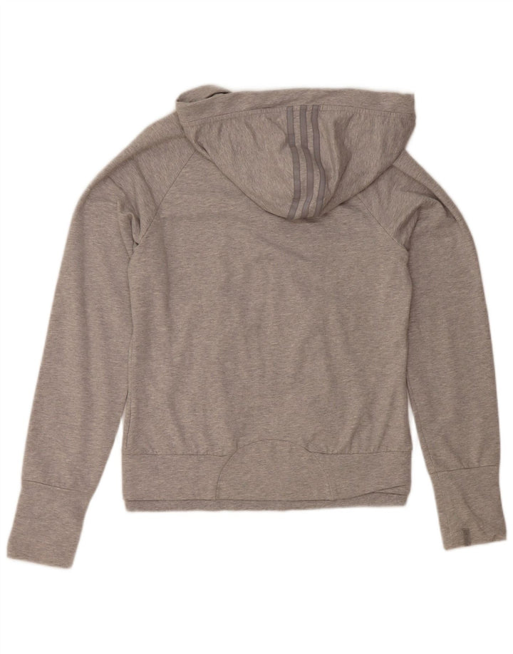 Γυναικείο πουλόβερ με κουκούλα με φερμουάρ Adidas UK 12 βαμβακερό μεσαίο γκρι