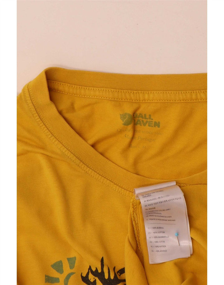 Ανδρικό γραφικό T-Shirt Fjall Raven Top από μεσαίο κίτρινο βαμβάκι