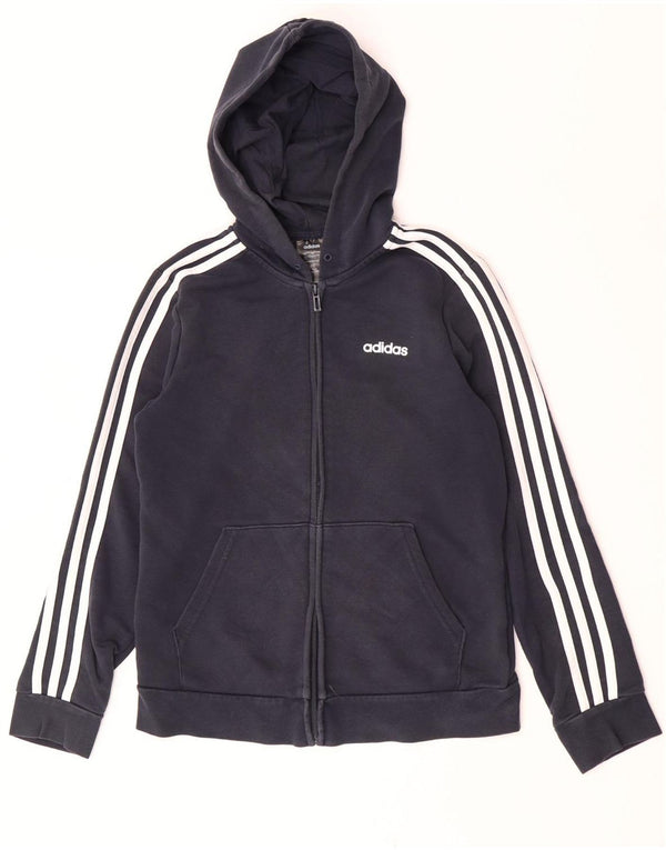 Adidas γυναικείο πουλόβερ με κουκούλα με φερμουάρ UK 12/14 μεσαίο μπλε βαμβακερό