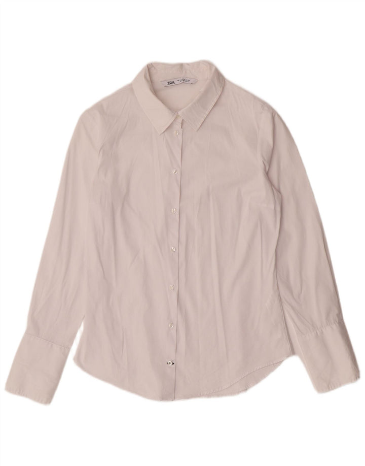 ZARA Womens Shirt UK 14 Medium White Cotton Classic