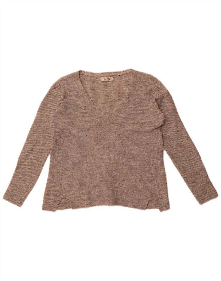 Γυναικείο πουλόβερ με λαιμόκοψη με λαιμόκοψη σε λίπος UK 8 μικρό μπεζ νάιλον