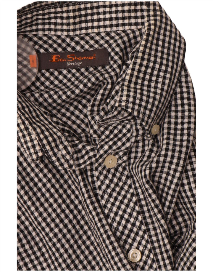 BEN SHERMAN Ανδρικό πουκάμισο Heritage Μεσαίο μαύρο βαμβακερό Gingham