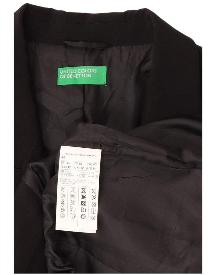 Benetton Γυναικείο Μπουφάν 1 Κουμπί 1 Κουμπί Blazer UK 12 Medium Black Classic