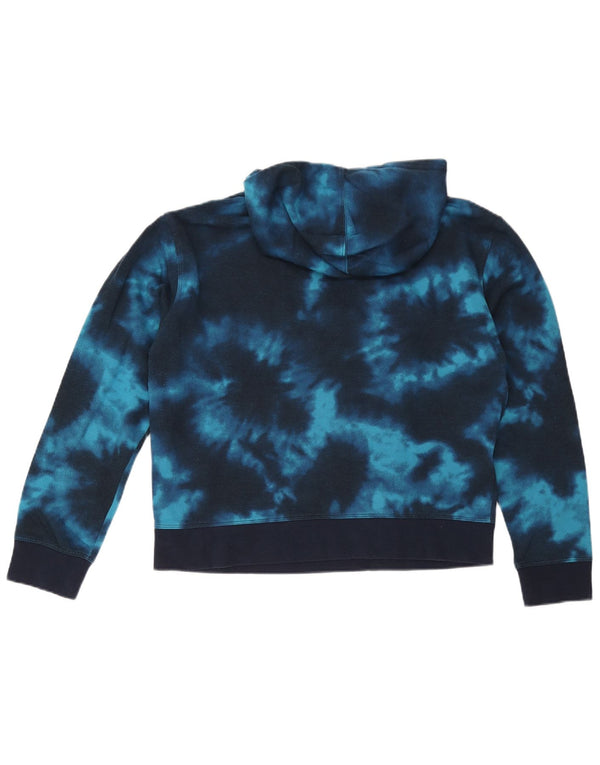 Champion Womens Hoodie Jumper UK 16 Large Blue Tie Dye Cotton