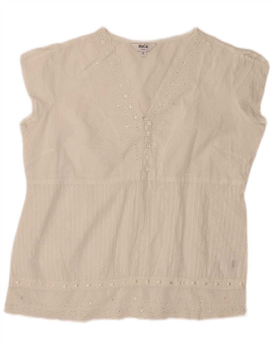 Max & Co. Γυναικεία Petite Μπλούζα Τοπ UK 12 Medium White Floral Βαμβακερό