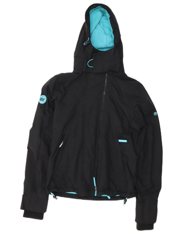 Superdry Womens The Windcheater Hooded Windbreaker Jacket UK 6 XS Black
