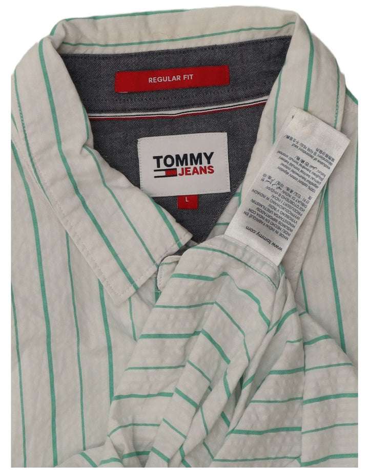 TOMMY HILFIGER Ανδρικό πουκάμισο με κανονική εφαρμογή κοντομάνικο μεγάλο λευκό ριγέ
