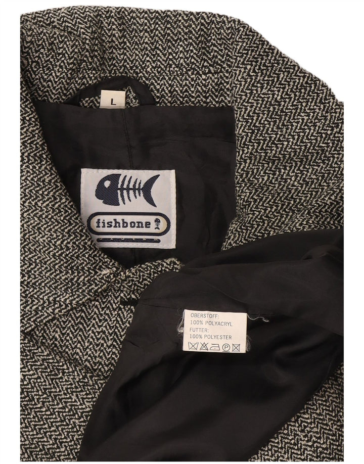 Fishbone Γυναικείο Πανωφόρι UK 14 Large Μαύρο Ακρυλικό Ψαροκόκαλο