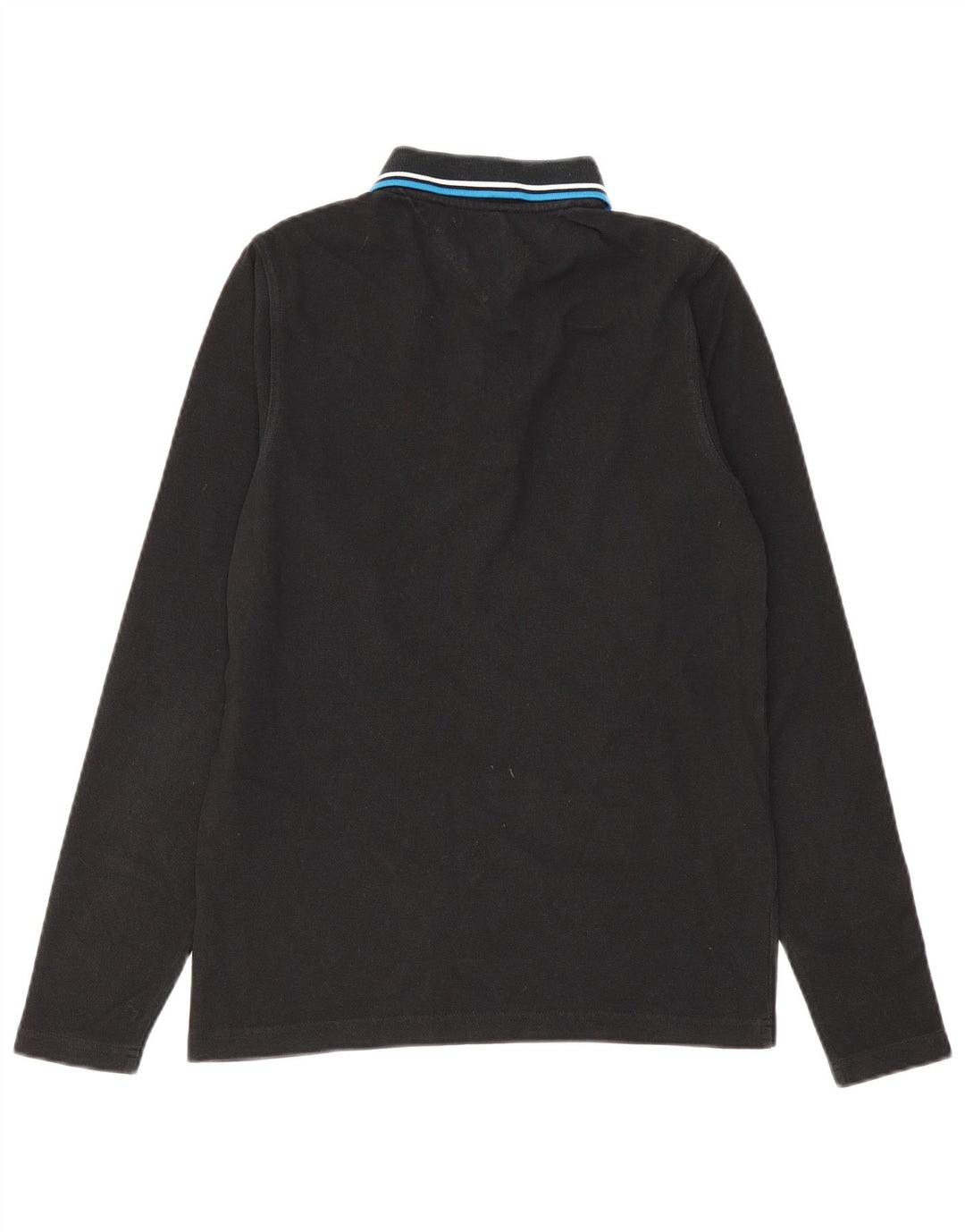 TOMMY HILFIGER Ανδρικό μακρυμάνικο μπλουζάκι πόλο, μεσαίο μαύρο βαμβακερό