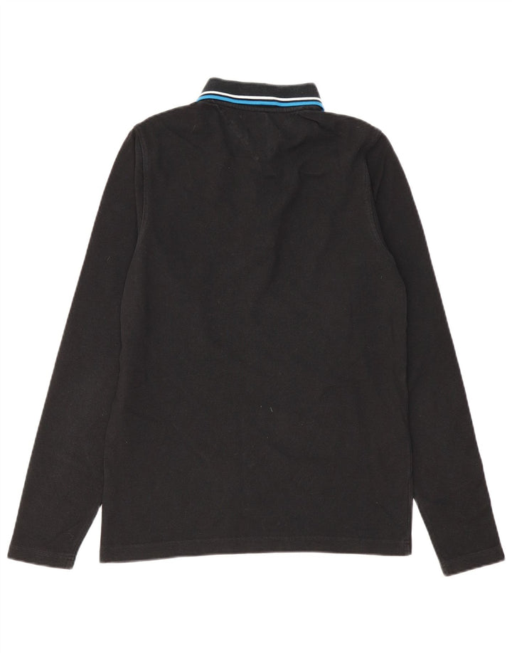 TOMMY HILFIGER Ανδρικό μακρυμάνικο μπλουζάκι πόλο, μεσαίο μαύρο βαμβακερό