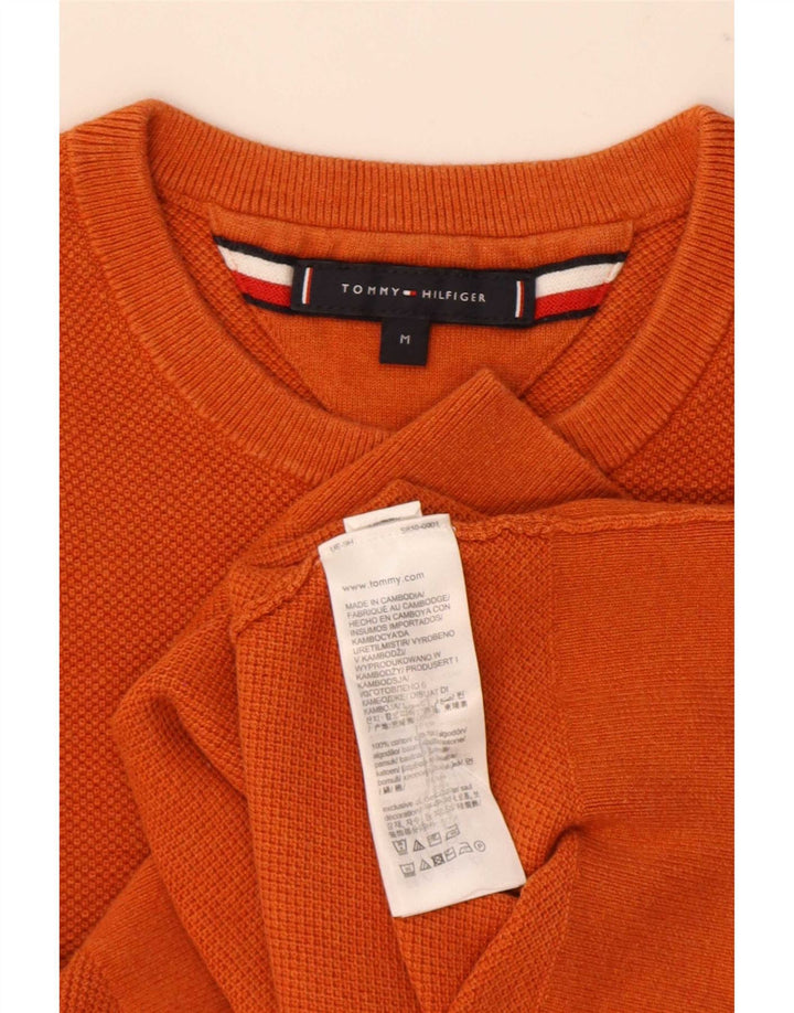 Ανδρικό πουλόβερ με λαιμόκοψη Tommy Hilfiger, μεσαίο πορτοκαλί βαμβακερό
