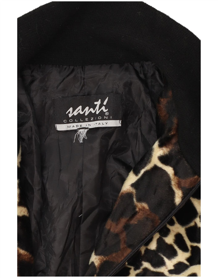 Vintage Γυναικείο Bomber Jacket UK 12 Medium Black Animal Print