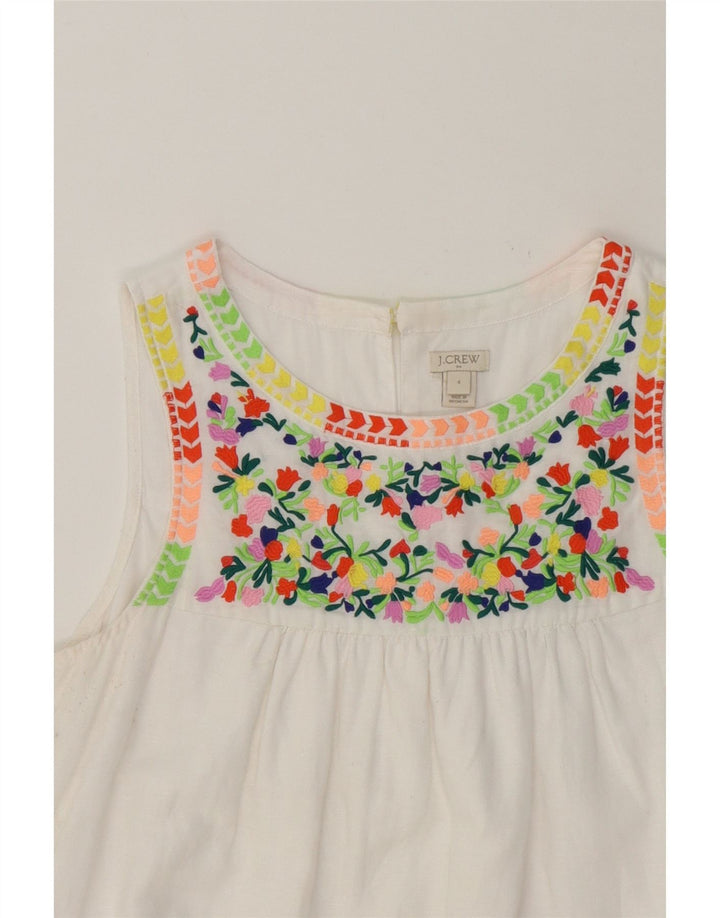 J. CREW Womens Sleeveless Basic Dress US 4 Small White Floral Vintage J. Crew and Second-Hand J. Crew from Messina Hembry 