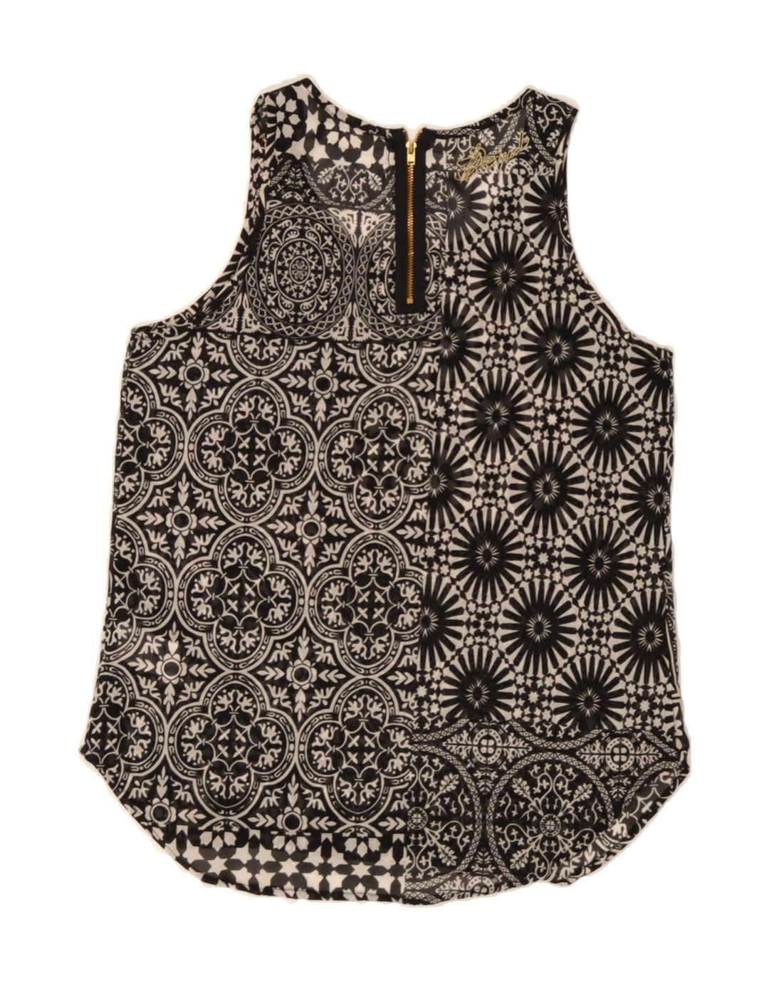 DESIGUAL Womens See Through Blouse Top UK 12 Medium Black Paisley Vintage Desigual and Second-Hand Desigual from Messina Hembry 