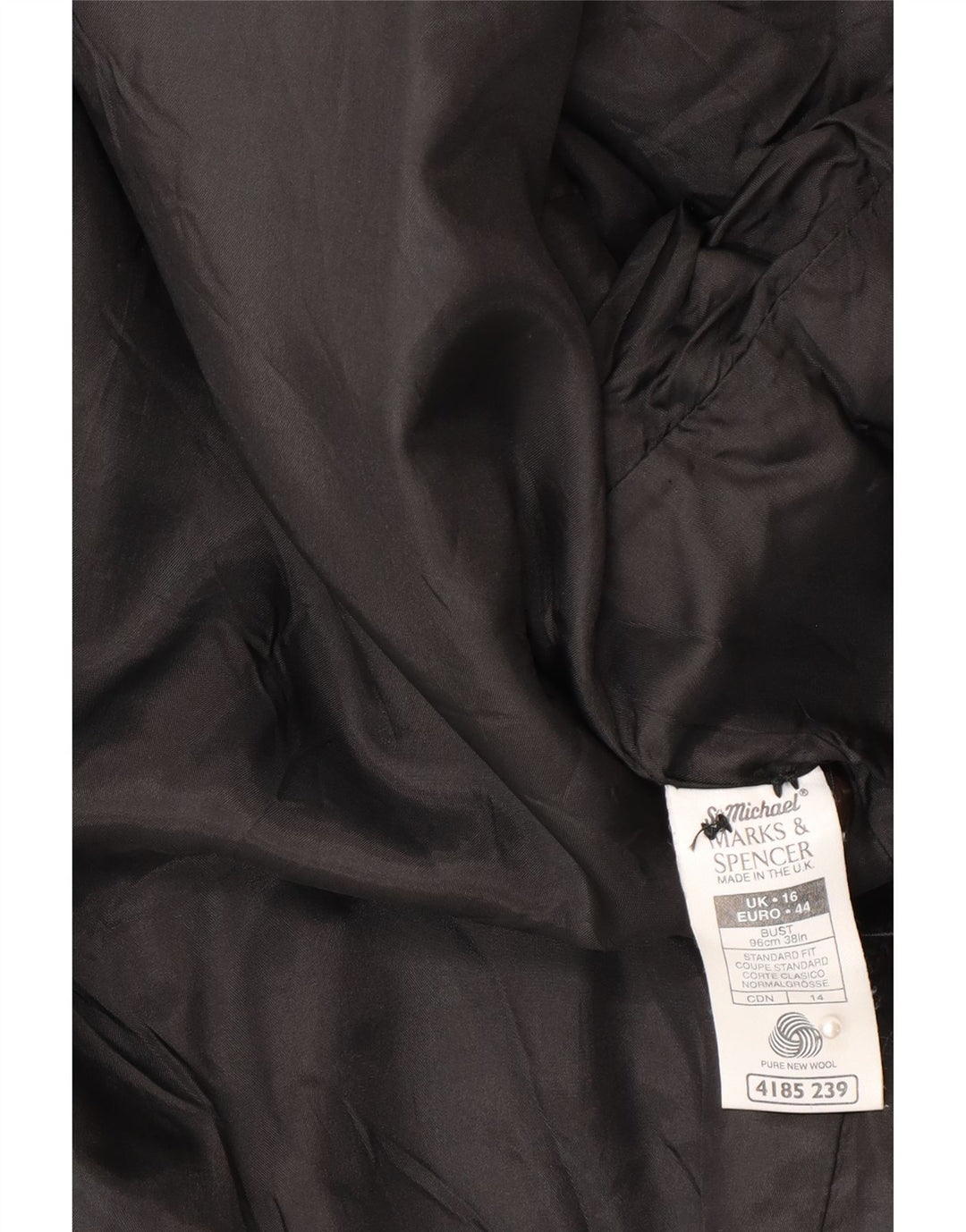 Marks & Spencer Γυναικείο Μπουφάν σακάκι με 1 κουμπί UK 16 μεγάλο μαύρο μαλλί