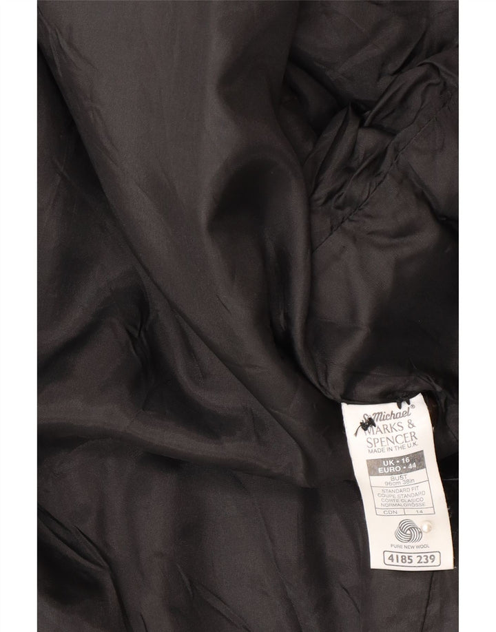 Marks & Spencer Γυναικείο Μπουφάν σακάκι με 1 κουμπί UK 16 μεγάλο μαύρο μαλλί