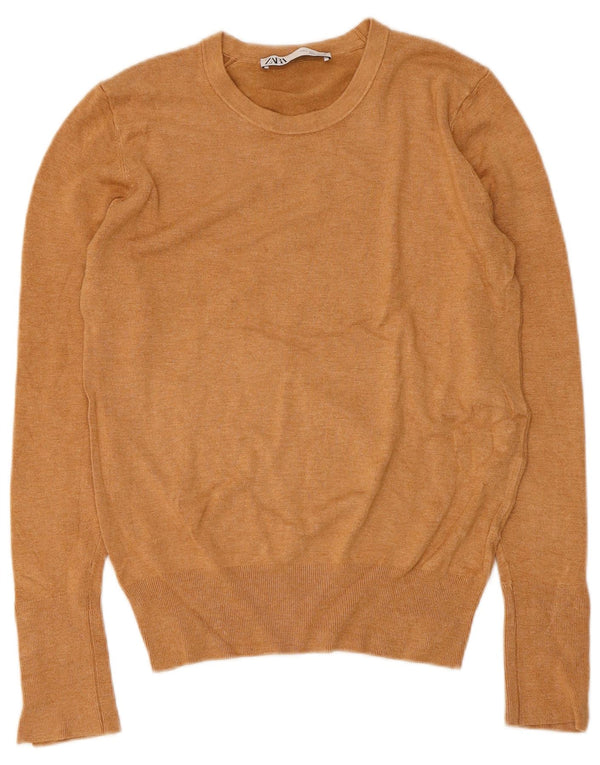 Zara Γυναικείο πουλόβερ με λαιμόκοψη UK 16 Large Beige