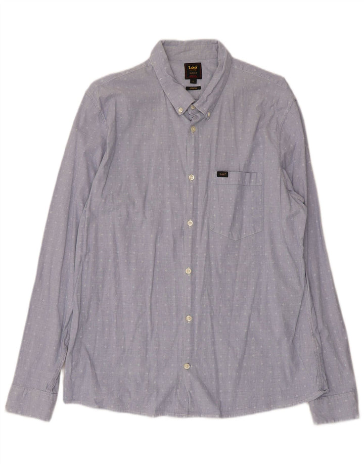 Ανδρικό πουκάμισο Lee Stretch Slim Fit XL Μπλε γεωμετρικό βαμβακερό