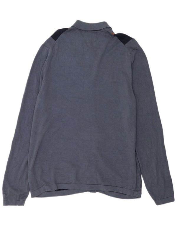 Ανδρικό πουλόβερ ζακέτα Marks & Spencer Μεγάλο μπλε ριγέ βαμβακερό