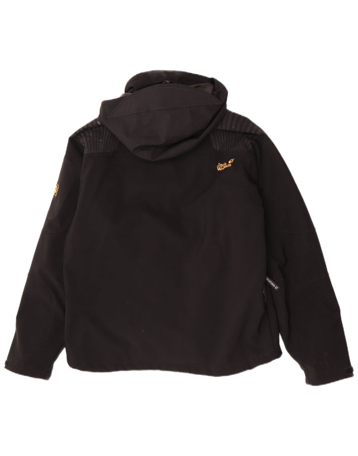 Jack Wolfskin Ανδρικό Αντιανεμικό Μπουφάν με Κουκούλα UK 40/42 Μεγάλο Μαύρο Πολυεστέρα