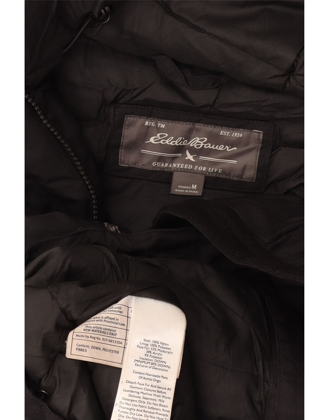 Eddie Bauer Γυναικείο μπουφάν Parka με κουκούλα UK 14 Medium Black Nylon