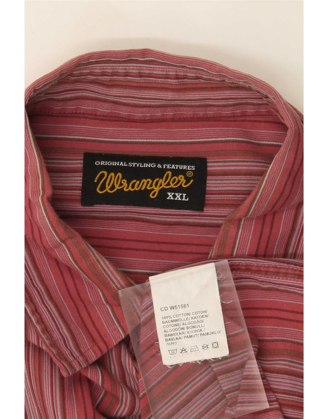 Ανδρικό πουκάμισο Wrangler 2XL από βαμβακερό κόκκινο ριγέ