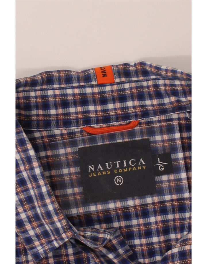 NAUTICA Mens Flannel Shirt Large Blue Check Cotton Vintage Nautica and Second-Hand Nautica from Messina Hembry 