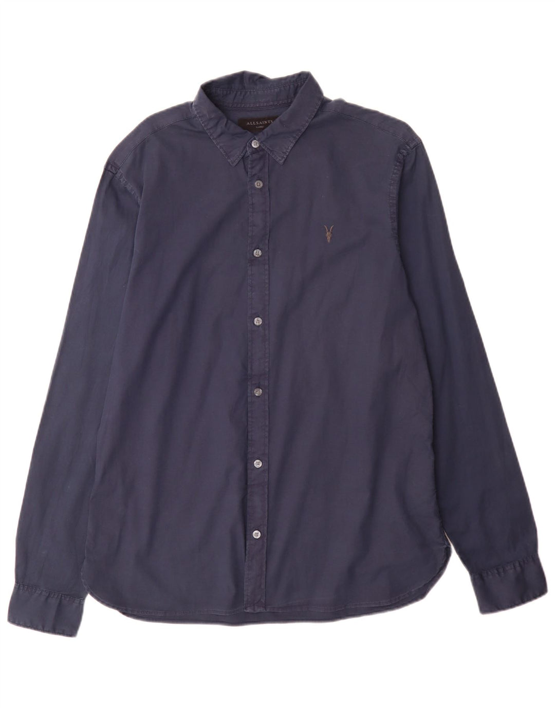 Ανδρικό πουκάμισο All Saints Regular Fit Large Navy Blue από βαμβάκι