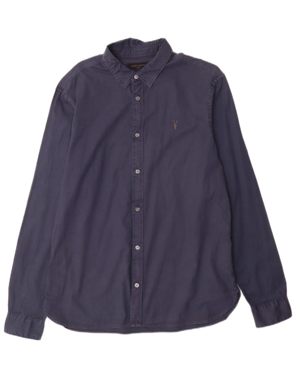 Ανδρικό πουκάμισο All Saints Regular Fit Large Navy Blue από βαμβάκι