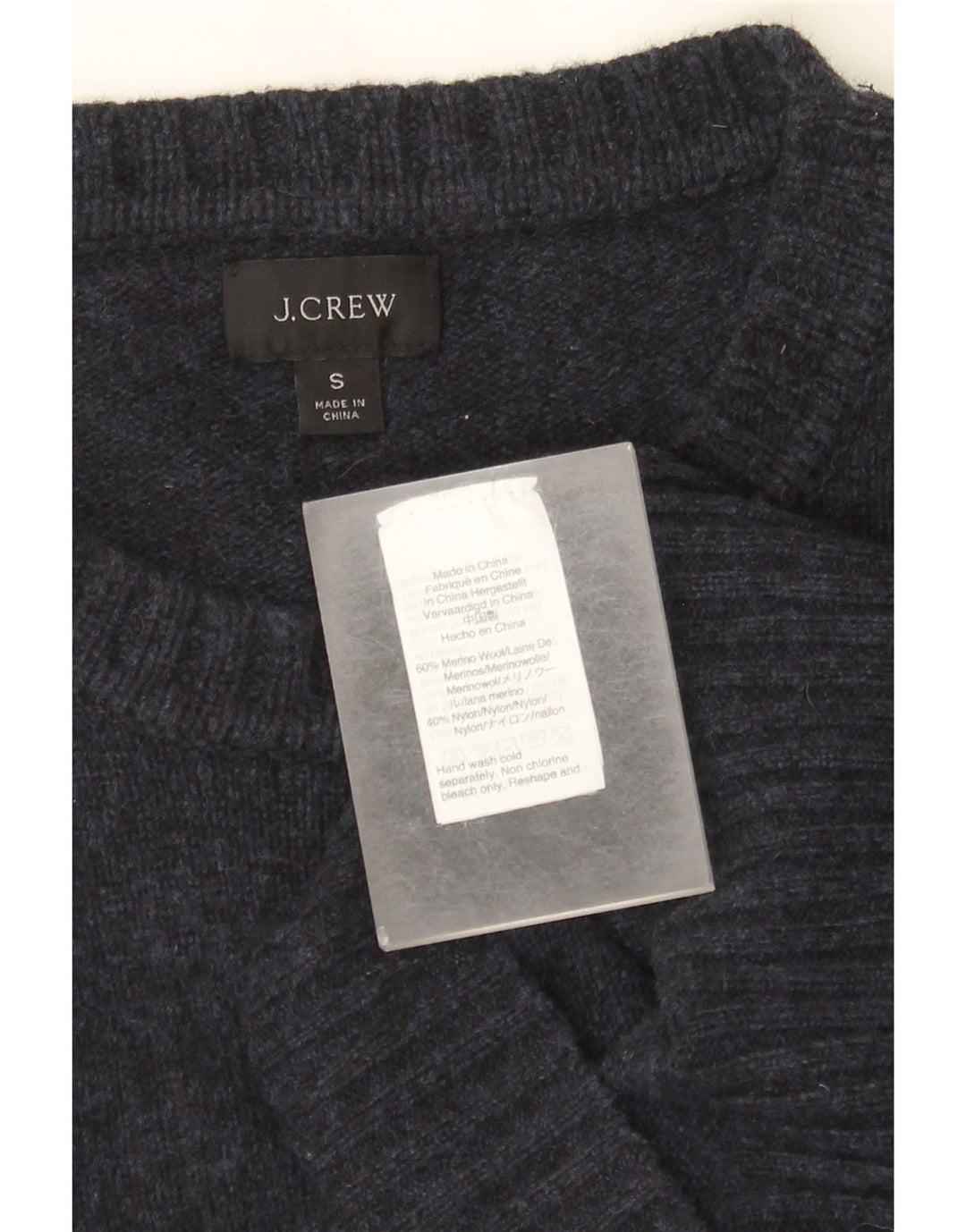 J. Crew Ανδρικό πουλόβερ με κανονική εφαρμογή με λαιμόκοψη μικρό μπλε ναυτικό