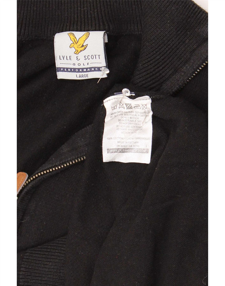 Ανδρικό πουλόβερ με φερμουάρ Lyle & Scott, μαύρο βαμβακερό