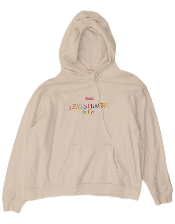 Γυναικείο Levi's Graphic Hoodie Jumper UK 14 μεσαίο λευκό βαμβακερό