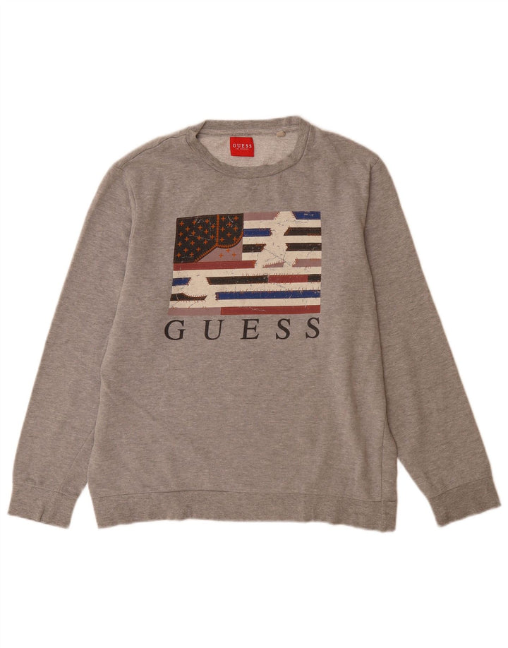 Ανδρικό γραφικό φούτερ Guess Jumper UK 40 Μεσαίο γκρι βαμβακερό