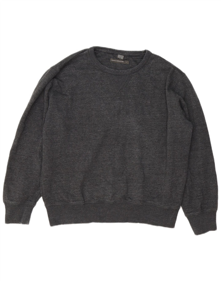 Γαλλικό Connection Ανδρικό Φούτερ Jumper Μεγάλο Γκρι Βαμβακερό
