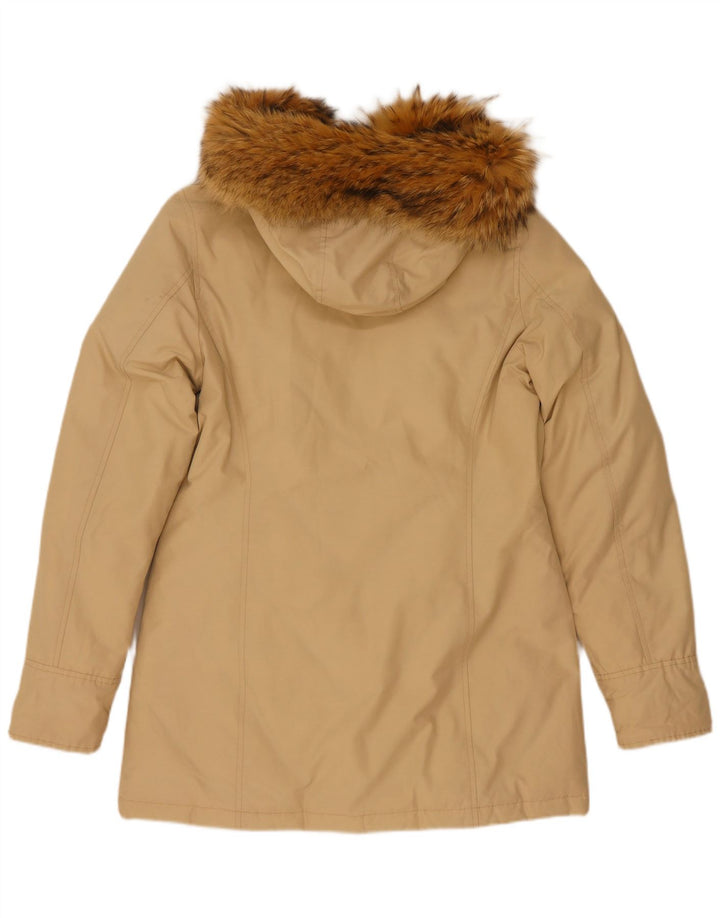 Woolrich Γυναικείο παλτό με κουκούλα UK 14 Βαμβακερό μεσαίο μπεζ