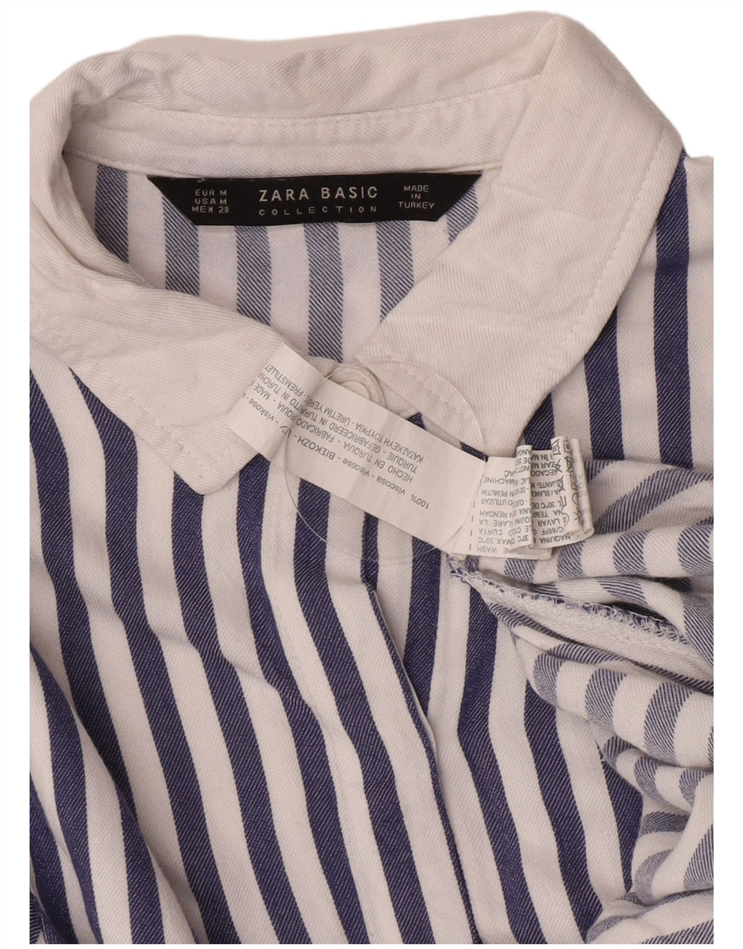 Zara γυναικείο πουκάμισο μπλούζα UK 12 μεσαία μπλε ριγέ βισκόζη