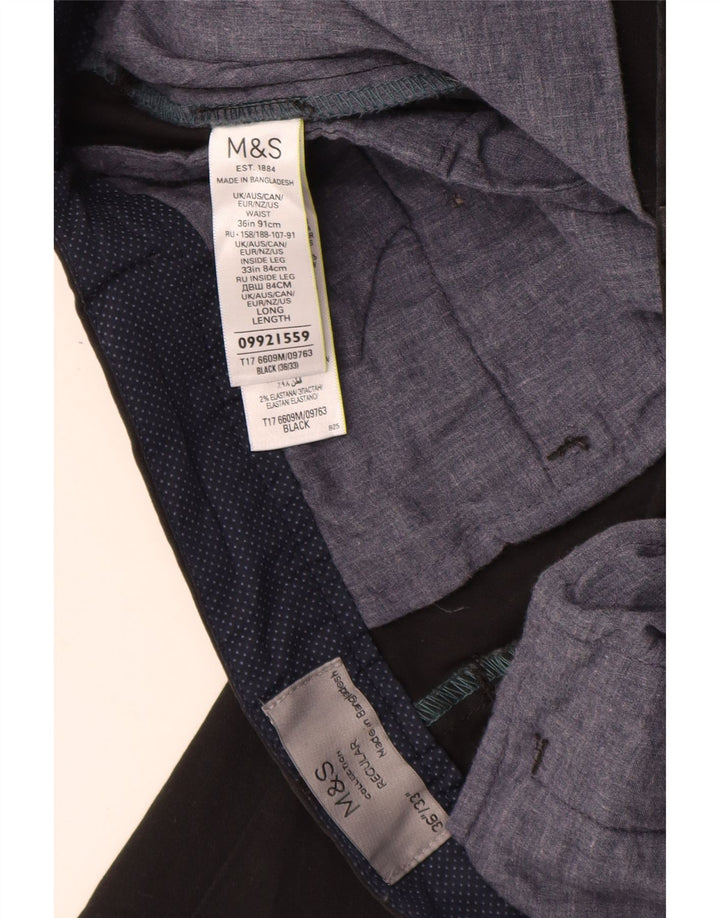 MARKS & SPENCER Ανδρικό παντελόνι Chino με κανονική εφαρμογή W36 L33 μαύρο βαμβακερό