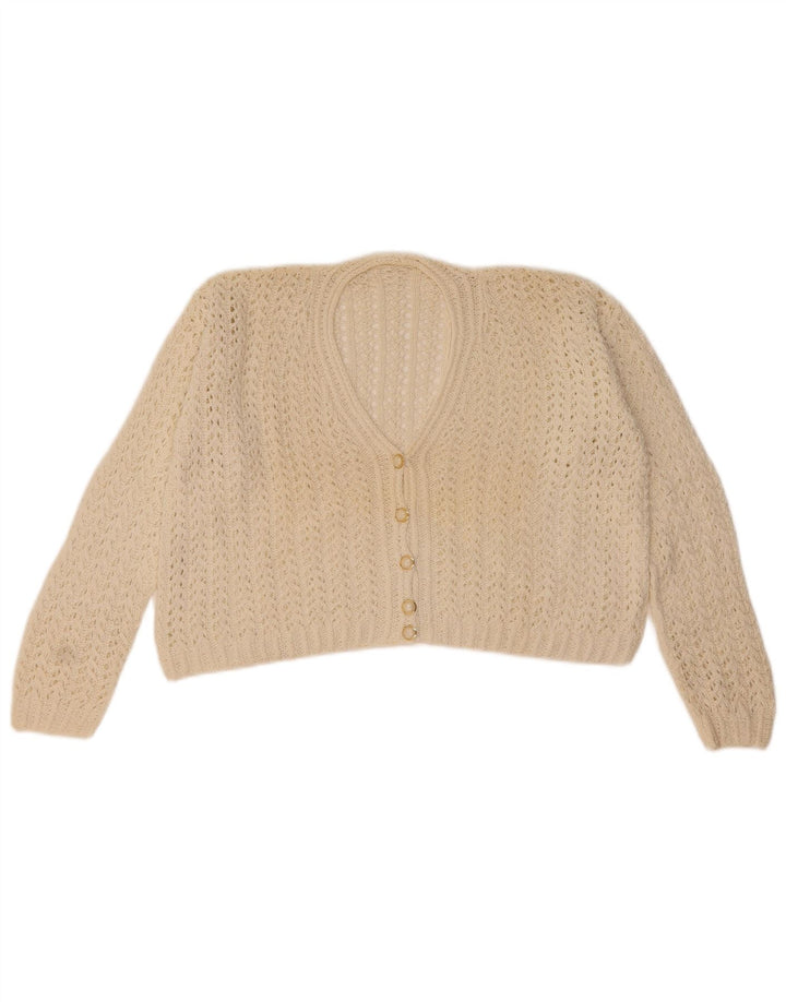 Vintage Γυναικείο Crop Cardigan πουλόβερ UK 14 Medium White